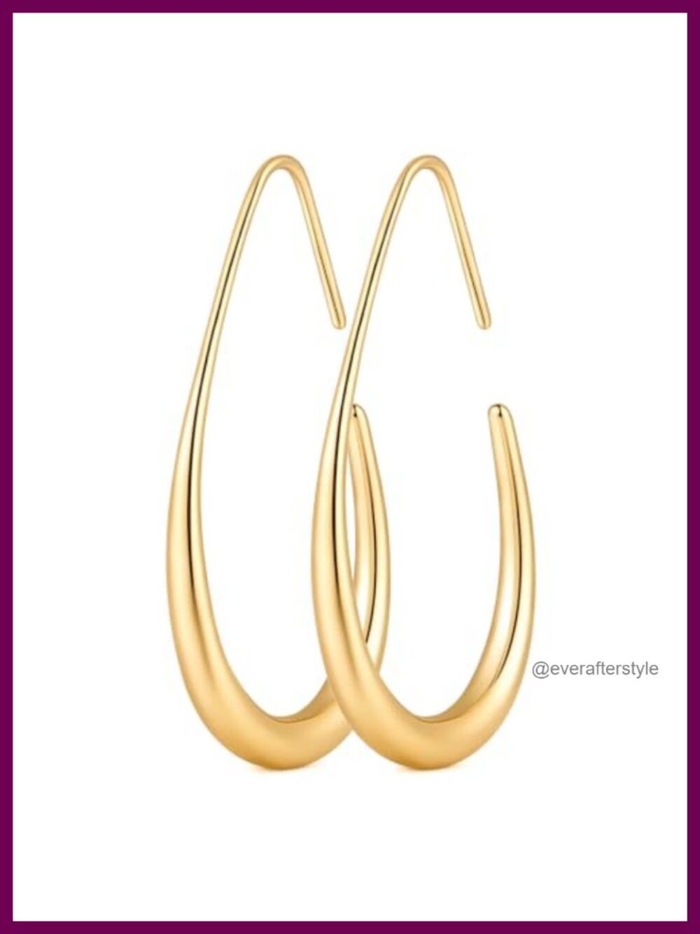 Teardrop Gold Plated Hoop Earrings for Women Open Wire 28mm